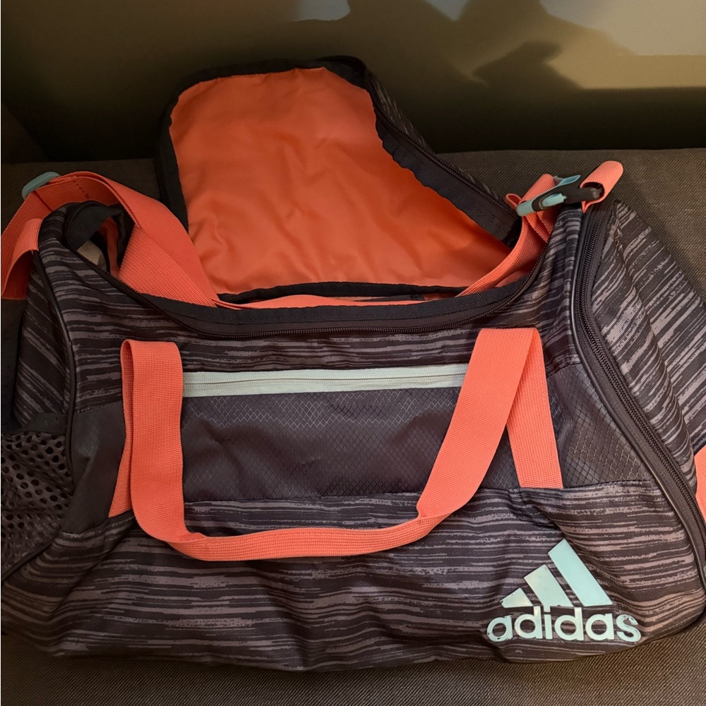 Adidas Duffel Bag with Coral Accents